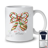 Personalized Custom Name Candy Canes Bow Tie Apple Fruit; Lovely Christmas School Counselor T-Shirt