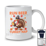 Personalized Custom Name Run Beer Turkey Nap; Humorous Thanksgiving Turkey Drinking Drunker T-Shirt