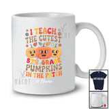 Personalized Custom Name I Teach Cutest 5th Grade Pumpkins; Lovely Thanksgiving Leopard Teacher T-Shirt