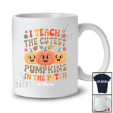 Personalized Custom Name I Teach Cutest Pumpkins; Lovely Thanksgiving Leopard Teacher T-Shirt