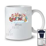 Personalized Custom Name Four X-mas Santa Corgi Painting Draw; Amusing Christmas Family T-Shirt