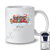 Personalized Custom Name Four X-mas Santa Dachshund Painting Draw; Amusing Christmas Family T-Shirt