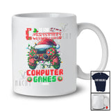 Personalized Custom Name C Is For Computer Games Not Christmas; Joyful X-mas Lights Gamer T-Shirt