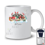 Personalized Custom Name Four X-mas Santa Pug Painting Draw; Amusing Christmas Family T-Shirt
