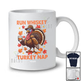 Personalized Custom Name Run Whiskey Turkey Nap; Humorous Thanksgiving Turkey Drinking Drunker T-Shirt
