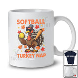 Personalized Custom Name Softball Turkey Nap; Humorous Thanksgiving Turkey Sport Player Team T-Shirt