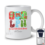 Personalized Custom Name LPN Nurse; Lovely Christmas Plaid Coffee Bow Tie; Women Family T-Shirt