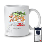 Personalized Custom Name Merry Fishin'; Joyful Christmas Santa Reindeer Snowman Fishing; Family T-Shirt