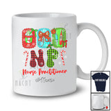 Personalized Custom Name NP Nurse; Lovely Christmas Plaid Coffee Bow Tie; Women Family T-Shirt