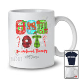 Personalized Custom Name OT Nurse; Lovely Christmas Plaid Coffee Bow Tie; Women Family T-Shirt