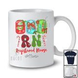 Personalized Custom Name RN Nurse; Lovely Christmas Plaid Coffee Bow Tie; Women Family T-Shirt