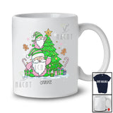 Personalized Custom Name Gnome Building X-mas Tree; Adorable Christmas Snow Family Group T-Shirt