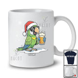 Personalized Custom Name Macaw Santa Sunglasses Drinking Beer; Joyful Christmas Drunker T-Shirt