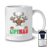 Personalized Custom Name Merry Liftmas; Humorous Christmas Reindeer Weight Lifting; Workout T-Shirt