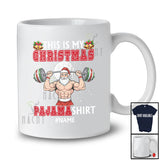 Personalized Custom Name My Christmas Pajama Shirt; Joyful Santa Weight Lifting; Workout T-Shirt