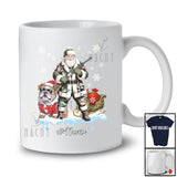 Personalized Custom Name Santa Go Hunting Bulldog; Awesome Christmas Lights Hunter T-Shirt
