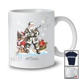 Personalized Custom Name Santa Go Hunting German Shepherd; Awesome Christmas Lights Hunter T-Shirt