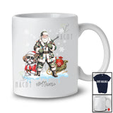 Personalized Custom Name Santa Go Hunting Shih Tzu; Awesome Christmas Lights Hunter T-Shirt