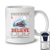 Personalized Custom Name Believe; Amazing Christmas Sweater Santa Go By Train; Family Group T-Shirt