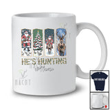 Personalized Custom Name He's Hunting; Humorous Christmas Santa Hunting Reindeer; Hunter T-Shirt