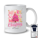 Personalized Custom Name Merry Christmas; Awesome X-mas Tree Pink; Girls Women Family T-Shirt