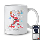 Personalized Custom Name Merry Swishmas; Joyful Christmas Santa Playing Basketball Player T-Shirt
