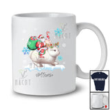 Personalized Custom Name Santa Riding Bunny Reindeer; Lovely Christmas Bunny Snow Around Animal Lover T-Shirt