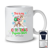 Personalized Custom Name This Is My Christmas Pajama Shirt; Lovely Santa Riding Alpaca Reindeer T-Shirt