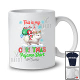 Personalized Custom Name This Is My Christmas Pajama Shirt; Lovely Santa Riding Bunny Reindeer T-Shirt