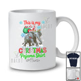 Personalized Custom Name This Is My Christmas Pajama Shirt; Lovely Santa Riding Elephant Reindeer T-Shirt
