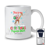 Personalized Custom Name This Is My Christmas Pajama Shirt; Lovely Santa Riding Giraffe Reindeer T-Shirt