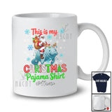 Personalized Custom Name This Is My Christmas Pajama Shirt; Lovely Santa Riding Manatee Reindeer T-Shirt