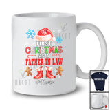 Personalized Custom Name First Christmas As A Father In Law; Joyful Santa Promoting Future; Family T-Shirt