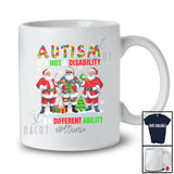 Personalized Custom Name Autism It's A Different Ability; Joyful Christmas Three Puzzle Santa T-Shirt