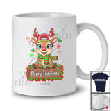 Personalized Custom Name Merry Christmas; Adorable Couple Reindeer Boy Candy Canes T-Shirt