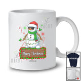 Personalized Custom Name Merry Christmas; Adorable Couple Snowman Boy Candy Canes T-Shirt