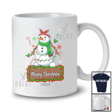 Personalized Custom Name Merry Christmas; Adorable Couple Snowman Girl Candy Canes T-Shirt