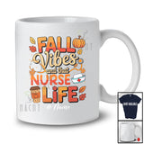 Personalized Custom Name Fall Vibes Nurse; Proud Thanksgiving Autumn Coffee Pumpkin T-Shirt
