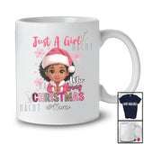 Personalized Custom Name Girl Who Loves Christmas; Amusing Santa Afro Black Girl; Family T-Shirt