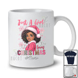 Personalized Custom Name Girl Who Loves Christmas; Amusing Santa Afro Black Women; Family T-Shirt