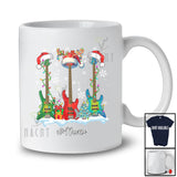 Personalized Custom Name Three Santa Rock Guitar; Joyful Christmas Guitar Bass Guitarist T-Shirt