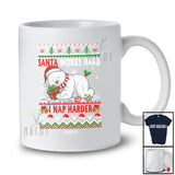 Personalized Custom Name Santa Works Hard Nap Harder; Lovely Christmas Sweater Polar Bear Sleeping T-Shirt