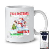 Personalized Custom Name Football Team On Santa's Naughty List; Joyful Christmas Snowman Player T-Shirt