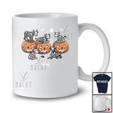 Personalized Custom Name Skeleton Cows On Pumpkin; Horror Halloween Farmer Family T-Shirt