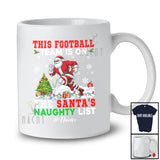 Personalized Custom Name Football Team On Santa's Naughty List; Joyful Christmas Santa Player T-Shirt