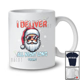Personalized Custom Name I Deliver All Night; Humorous Christmas Snow Santa Postal Worker T-Shirt