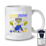 Personalized Custom Name Happy Boxingukkah; Joyful Hanukkah Lights Boxing Gloves Player T-Shirt