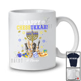 Personalized Custom Name Happy Chessukkah; Joyful Hanukkah Lights Chess Player T-Shirt