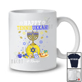 Personalized Custom Name Happy Tennisukkah; Joyful Hanukkah Lights Tennis Ball Player T-Shirt