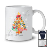 Personalized Custom Name Merry Christmas; Lovely X-mas Tree Sunflower Farming Flowers T-Shirt
